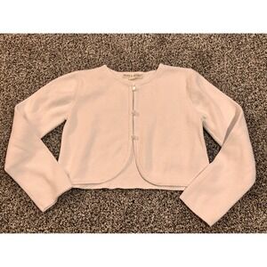 K30‎ Hope & Henry Kids Girls Cardigan Sweater white Button Front Cropped M